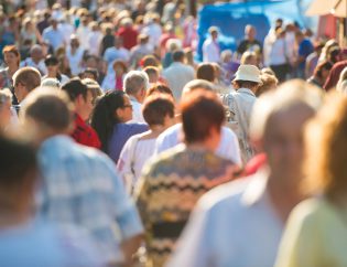 People walking in a crowd